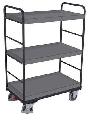 VARIOfit Etagenwagen, hoch mit 3 Ladeflaechen, umrandet 815x455mm Anthrazitgrau RAL