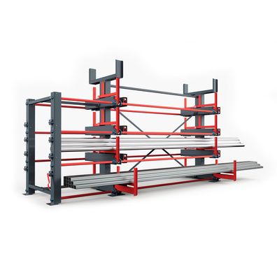 RR Industrietechnik Roll-Aus-Regal doppelseitig Typ RRS-DM mit 560mm Nutztiefe, 3 Eb
