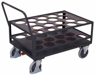 VARIOfit Stahlflaschenwagen fuer 18 Flaschen mit EasySTOP Anthrazitgrau RAL 7016