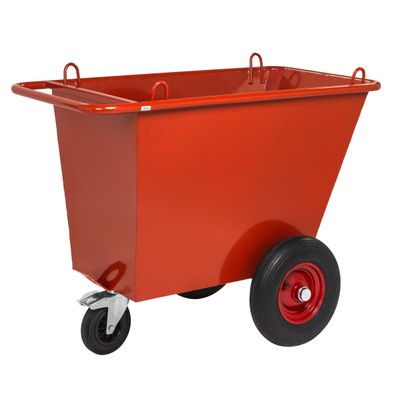 Kongamek Abfallwagen in rot mit 3 Raedern Ø400mm Luftbereifung 1310x720x1000mm 400l