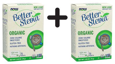 2 x NOW Foods Better Stevia, Organic - 75 packets