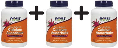 3 x NOW Foods Calcium Ascorbate, Pure Buffered Powder - 227g