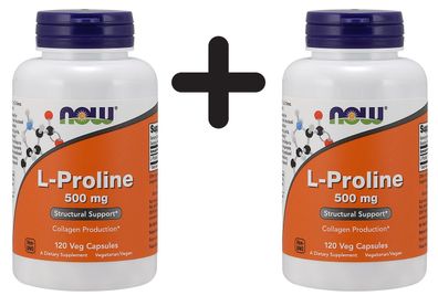 2 x NOW Foods L-Proline, 500mg - 120 vcaps