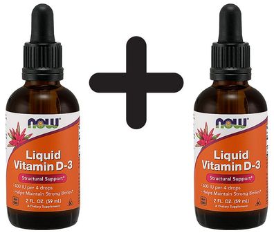 2 x NOW Foods Vitamin D-3 Liquid, 400 IU - 60 ml