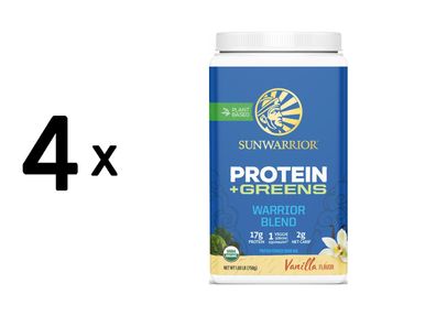 4 x Sunwarrior Warrior Blend + Greens Organic (750g) Vanilla