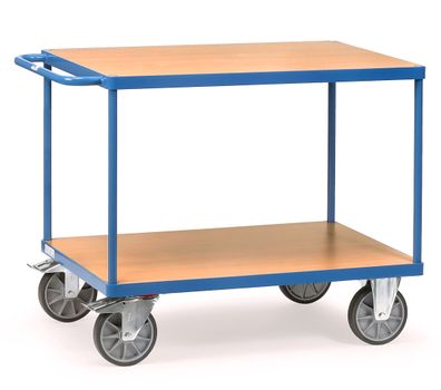 Fetra Tischwagen mit Holzwerkstoffplatten 2 Etagen 1200x800mm Ladeflaeche