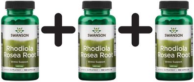 3 x Swanson Rhodiola Rosea Root, 400mg - 100 caps