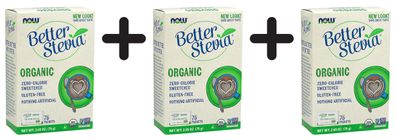 3 x NOW Foods Better Stevia, Organic - 75 packets