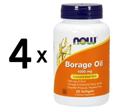 4 x NOW Foods Borage Oil, 1000mg - 60 softgels
