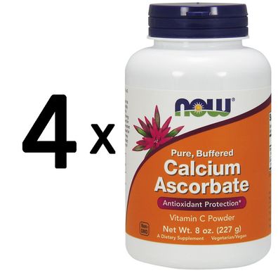 4 x NOW Foods Calcium Ascorbate, Pure Buffered Powder - 227g