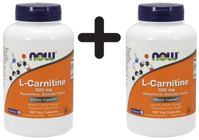 2 x NOW Foods L-Carnitine, 500mg - 180 caps
