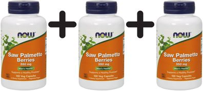 3 x NOW Foods Saw Palmetto Berries, 550mg - 100 vcaps