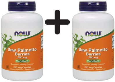 2 x NOW Foods Saw Palmetto Berries, 550mg - 250 vcaps