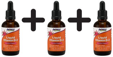 3 x NOW Foods Vitamin D-3 Liquid, 400 IU - 60 ml
