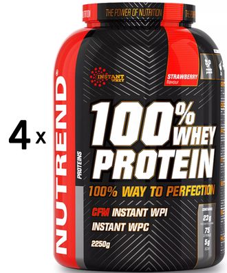 4 x Nutrend 100% Whey Protein, Strawberry - 2250g