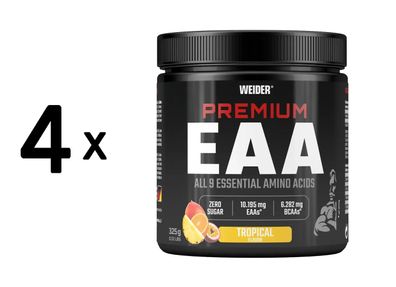 4 x Weider Premium EAA Zero (325g) Tropical