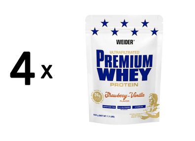 4 x Weider Premium Whey (500g) Strawberry-Vanilla
