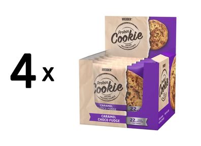 4 x Weider Protein Cookies (12x90g) Caramel Choco Fudge