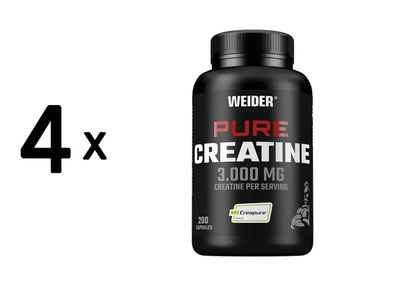 4 x Weider Pure Creatine Capsules (200)