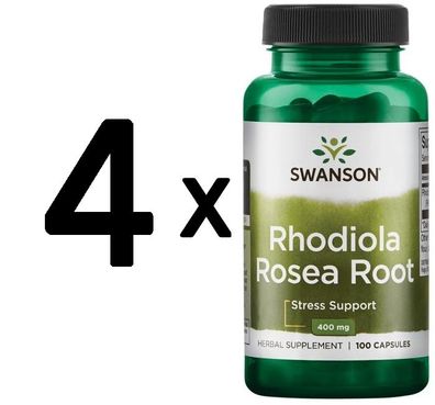 4 x Swanson Rhodiola Rosea Root, 400mg - 100 caps