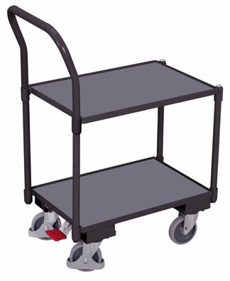 VARIOfit Euro-System-Roller mit 2 Ladeflaechen (10 mm Rand) und Schiebebuegel RAL 70
