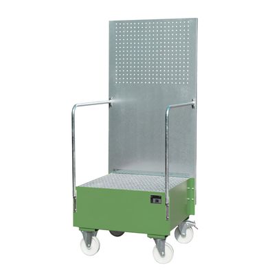 Bauer Fahrbare Auffangwanne mit Lochplattenwand LPW 200-1, lackiert, Resedagruen