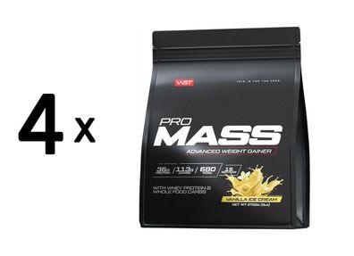 4 x VAST Pro Mass Advanced Weight Gainer (2700g) Vanilla Ice Cream