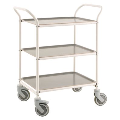 Kongamek Tablettwagen 770x495x960mm weis pulverbeschichtet mit Bremse und 3 Tabletts