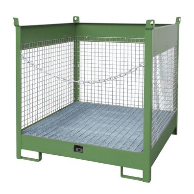 Bauer Fass-Stapelpalette FSP-4 D, Drahtgitterwaende, Resedagruen