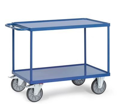 Fetra Tischwagen mit Stahlblech-Wannen 2 Etagen 1000x600mm Ladeflaeche