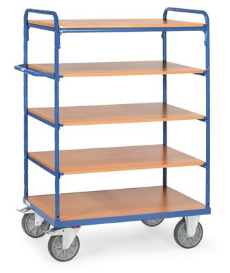 Fetra Etagenwagen mit 5 Boeden aus Holz 1200x800mm Ladeflaeche