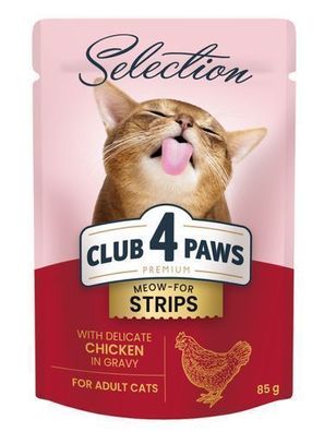 CLUB 4 PAWS KATZE Beutel 85 g Selection Hähnchenstreifen in Soße