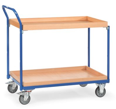 Fetra Tischwagen mit Holzwerkstoffplatten und 2 Kaesten aus Holz 850x500mm Ladeflaec