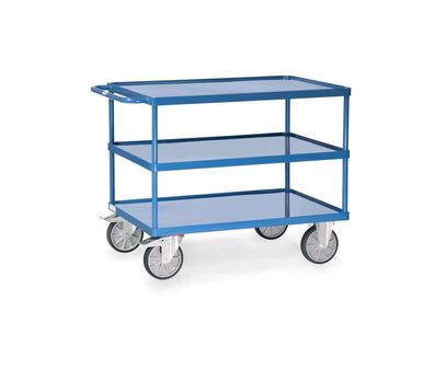 Fetra Tischwagen mit Stahlblech Wannen, 10 mm hohem Rand Ladeflaeche 1.200x800mm