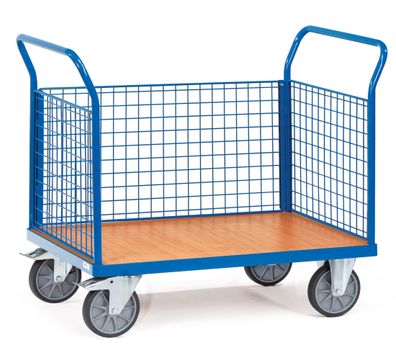 Fetra Multivario Dreiwandwagen in Buchendekor mit Drahtgitter 1000x600mm Ladeflaeche