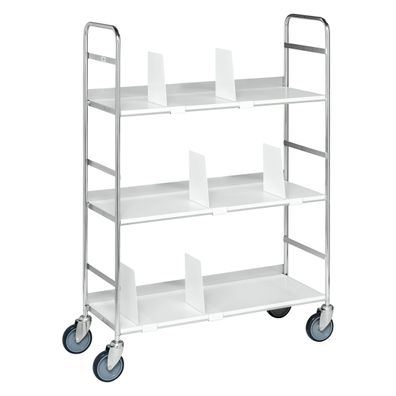 Kongamek mobiler Etagenwagen 790x290x1140mm verzinkt mit 3 Boeden und 6 Buchstuetzen