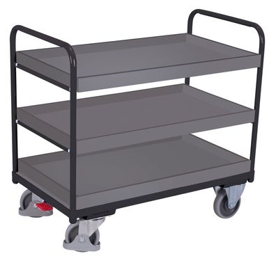 VARIOfit Etagenwagen, niedrig mit 3 Ladeflaechen, umrandet 1165x755mm Anthrazitgrau