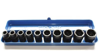Schlagschrauber-Nussensatz 1/2 Zoll aus Stahl, 10-24 mm, Metallkassette