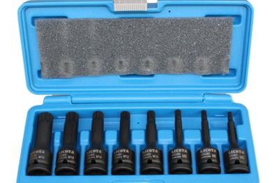 8-teiliges Schlagschrauber Nuss Set 1/2 Zoll – Chrom-Molybdän-Stahl, Ribe Nüsse