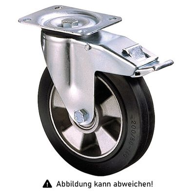 Rollcart Schwerlast Elastik-Lenkrolle mit Doppelstop Ø160x50mm 250kg Tragkraft und