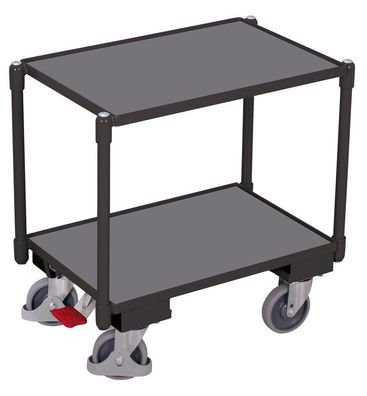 VARIOfit Euro-System-Roller mit 10mm Rand, EasySTOP und 2 Ladeflaechen 605x410mm RAL