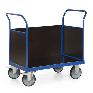 Bako Logistiksysteme Plattformwagen F600 mit 3 Holz- Waenden ohne Bordkante 1000x700