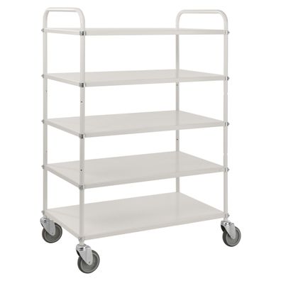Kongamek Etagenwagen mit 5 Boeden 900x440mm pulverbeschichtet in weis 24mm Rand ohne