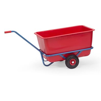 Fetra Handwagen mit roter Kunststoffmulde und Polyurethanbereifung 750x425mm