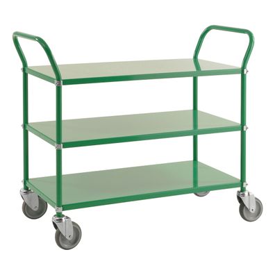 Kongamek Etagenwagen mit 3 Boeden 900x440mm in Gruen ohne Bremse