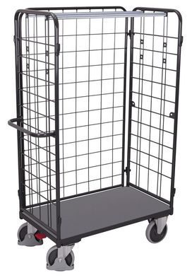 VARIOfit Paket-Dreiwandwagen, hoch, seitlich vergittert Ladeflaeche 1200x800mm Anthr