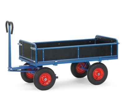Fetra Handpritschenwagen mit Bordwaenden, abklappbar, Zugoese an der Deichsel 260x85