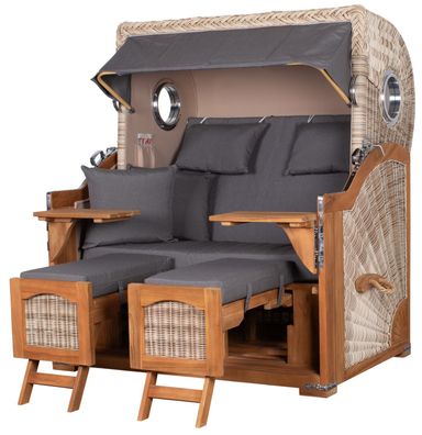 Strandkorbset - bene living - Ammersee 2,5-Sitzer Teak - PE shell - Modell 551