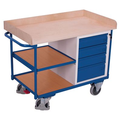 VARIOfit Werkstattwagen mit Schiebegriff, 4 Schubladen und 3 Ladeflaechen bis 1125x6