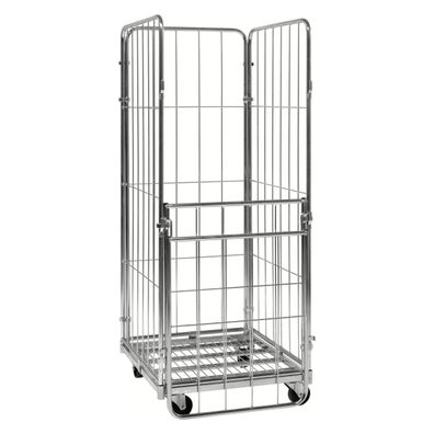 Kongamek Rollcontainer verzinkt 720x800x1800mm mit 4 Gitterwaenden vorne halb zu oef